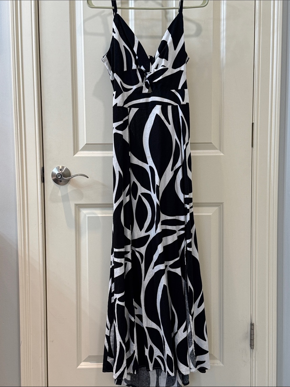 1. State Black and White Abstract Print Maxi Dress